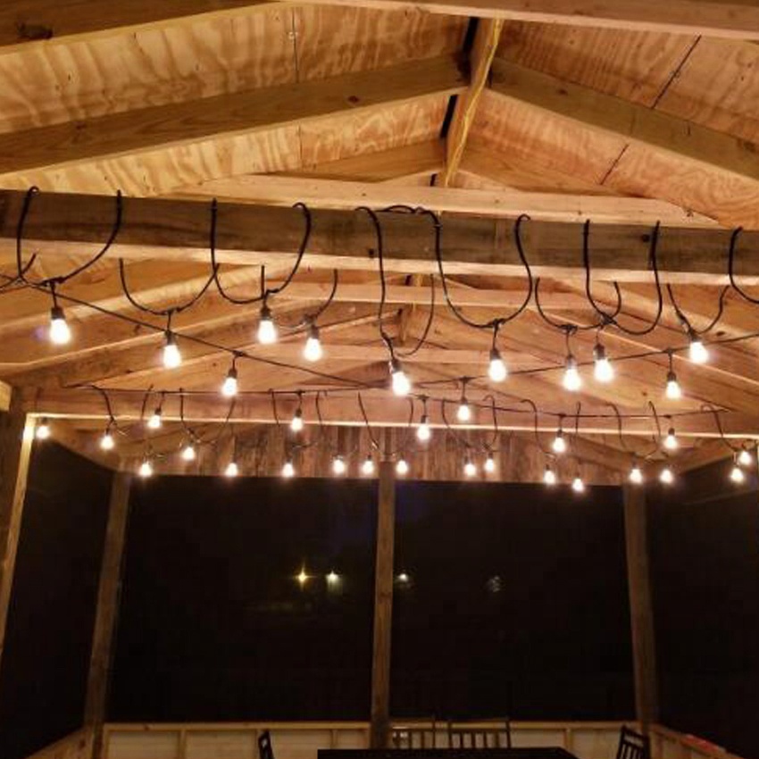 Christmas Lights Outdoor Weatherproof Commercial Grade Led String Light With Hanging Sockets Edison Incandescent Bulbs 48ft