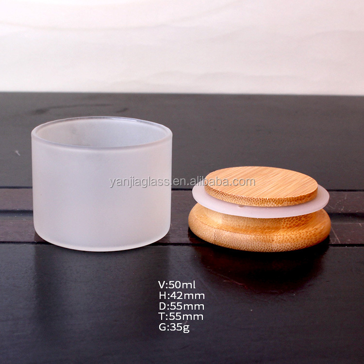 Hot sale customized size small high borosilicate 50ml frosted glass jar