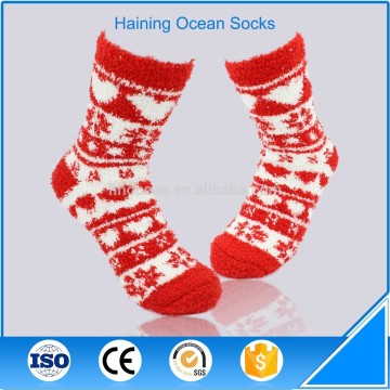 Heart pattern red and white striped men terry cloth socks