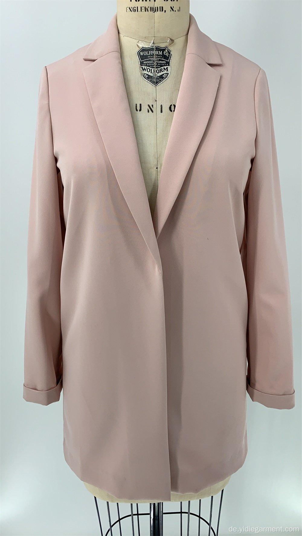 Langer hellrosa Blazer für Damen