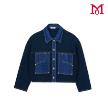 Ladies' Deep Blue Denim Jacket for Everyday Wear