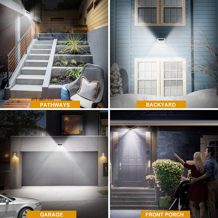 Factory Wholesale 2 Modes 450 Lumens 74*COB Outdoor Security Solar Power Sensor Wall Mounted Led Light IP65 waterproof