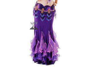 Long Purple Belly Dance Skirts Fishtail Style , Girl Belly