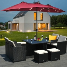 Double Sided Solar LED Light Patio Umbrella