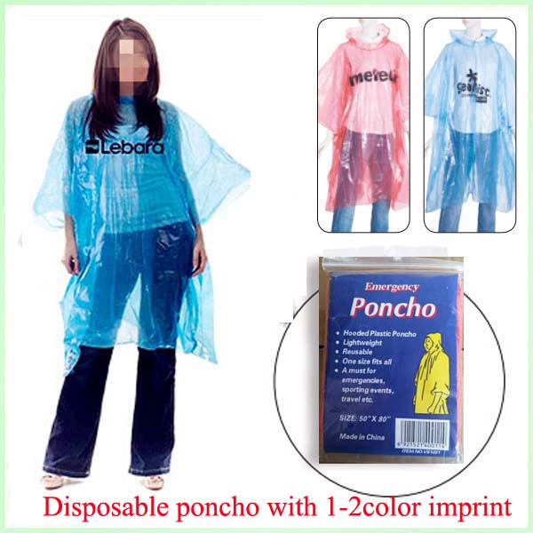 disposable rain ponchos packs in red