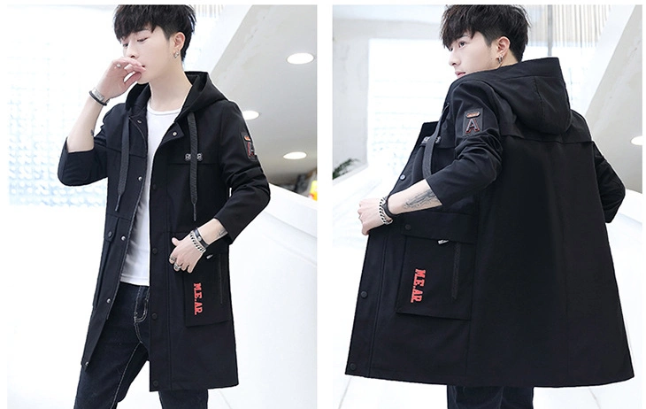New Fashion Trend Slim Men's Youth MID-Length Jacket