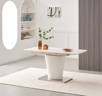 Single-Hand Operated Expandable Ceramic Dining Table