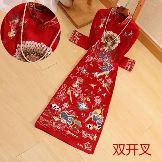 Hand-borduurwerk Cheongsam-jurk Hand Embroidery Cheongsam Dress