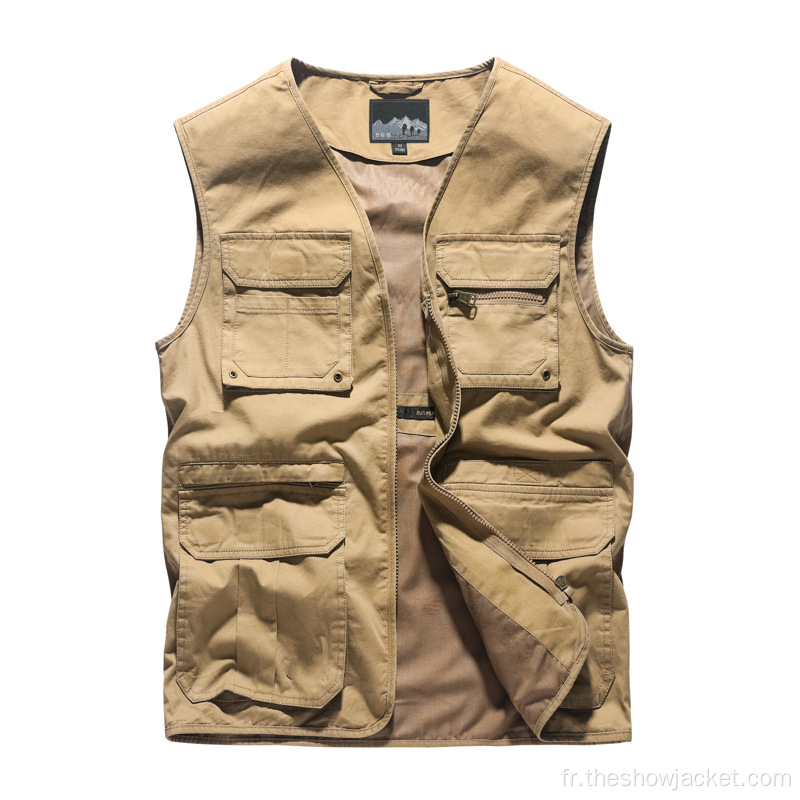 Veste de gilet en coton pour hommes personnalisés en gros avec sans manches