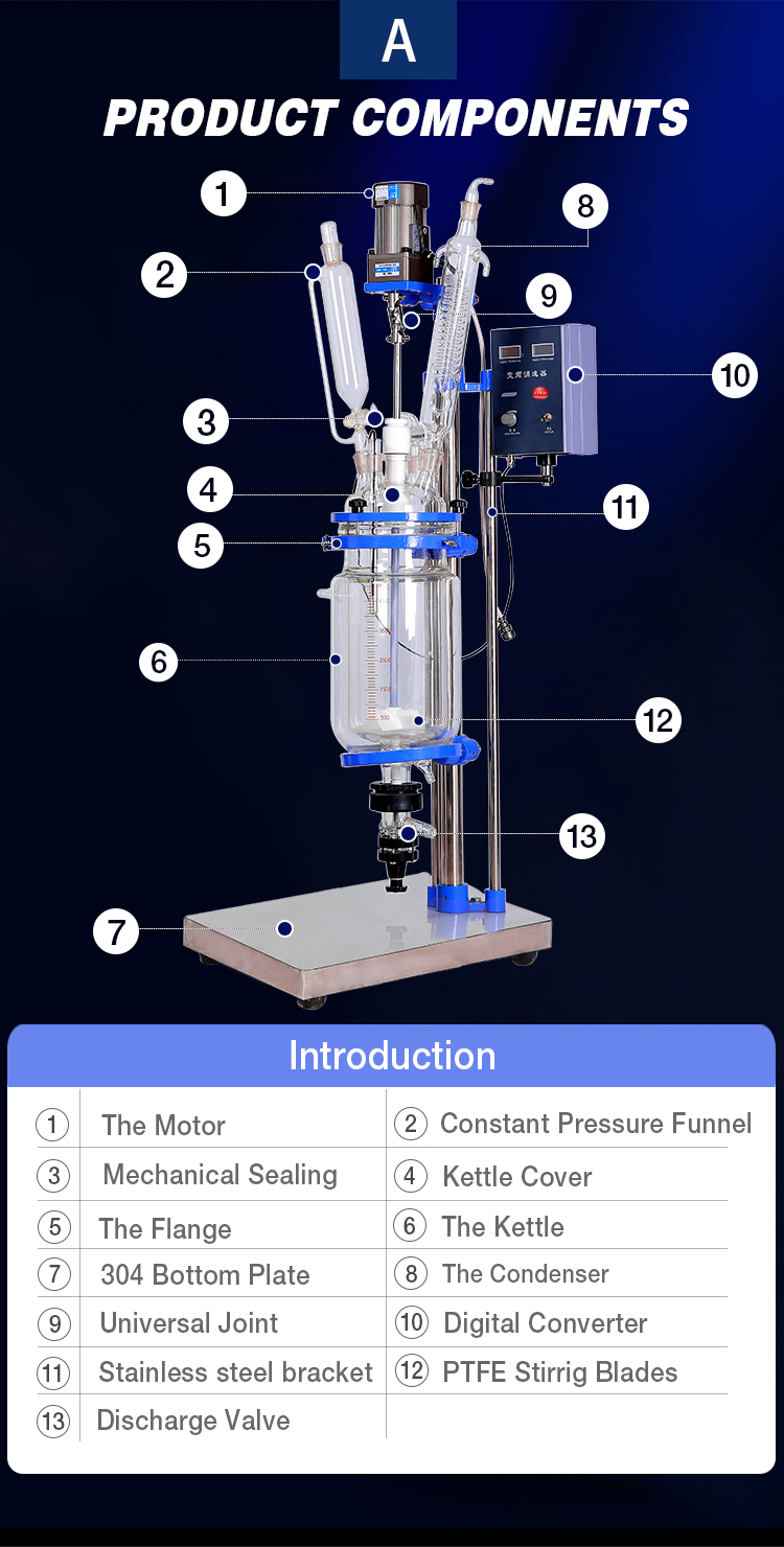 Laboratory Stirring Reaction Jacketed Glass Reactor Container