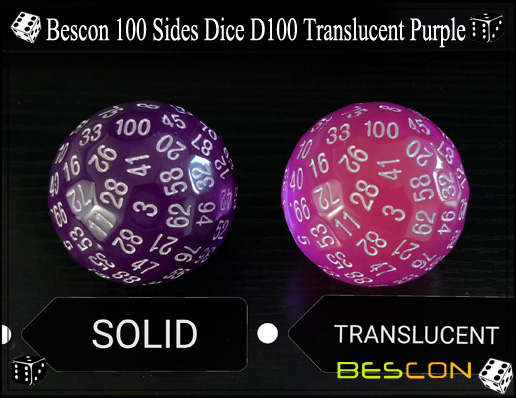 Bescon 100 Sides Dice D100 Translucent Purple-4