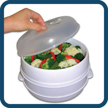 2 Tier Microwave Steamer plastic Steamer Cooking Food Steamer