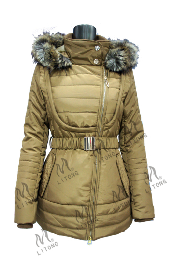 Women Winter Faux Fur Long Hood Padded Jacket fur hood for ladies long formal coats