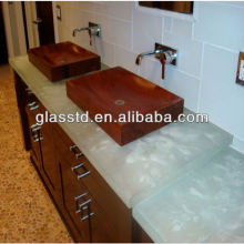 classy and unique one piece glass bathroom sink and countertop