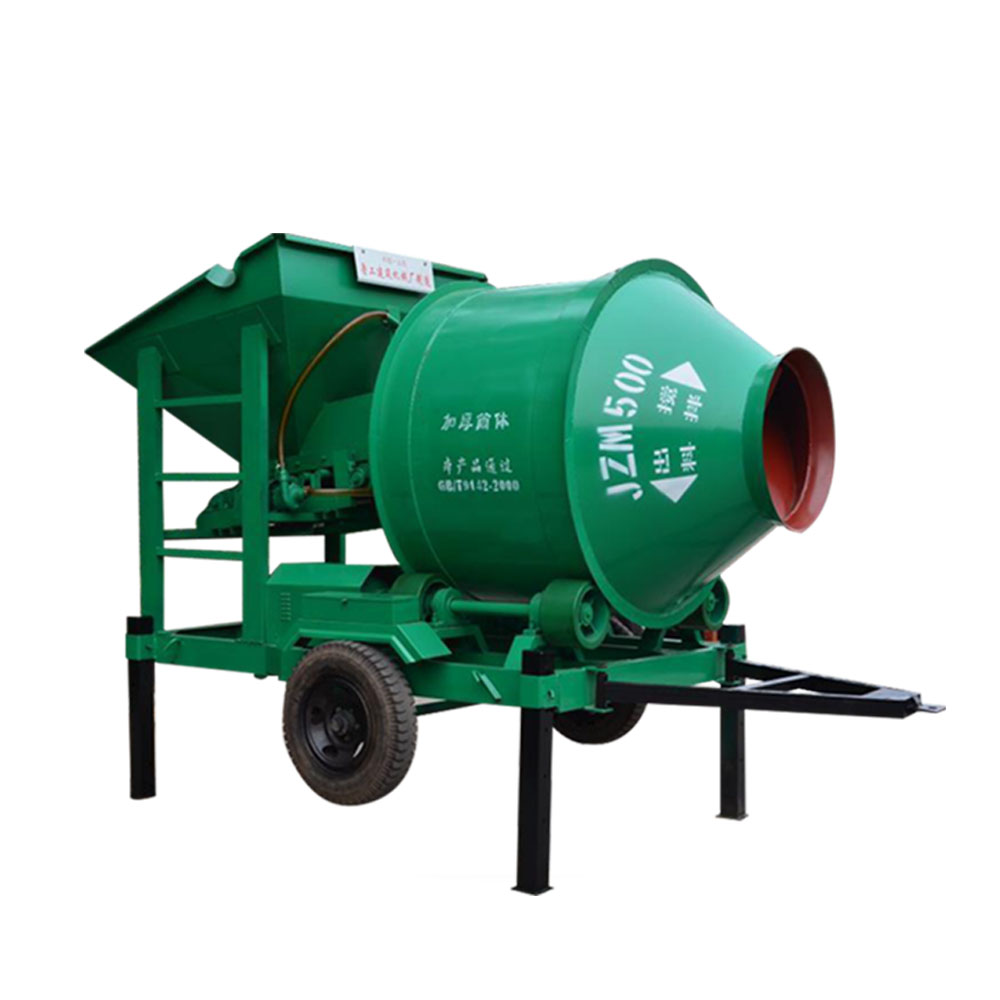 450L mobile concrete drum mixer with lifting hopper