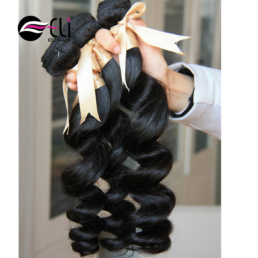 Brazilian Loose Wave Bundles with Closure Loose Wave Lace Closure 4 X 4 inch Free Part Closure with Human Hair Bundles