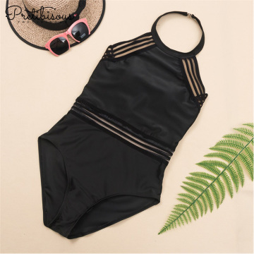 High neck one piece swim suit for women