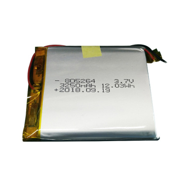 765161 3.7V 3250mAh Lipoバッテリー