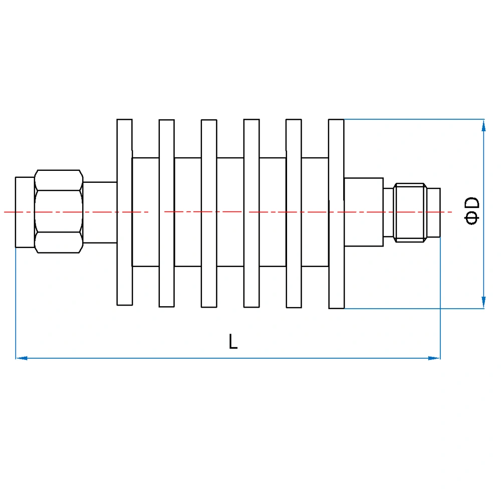 DC-26GHz 10W 3.5mm Male-3.5mm Female RF Attenuator