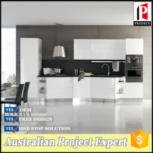 White flat door panel laminate kitchen cabinet door with man-made stone kitchen countertops