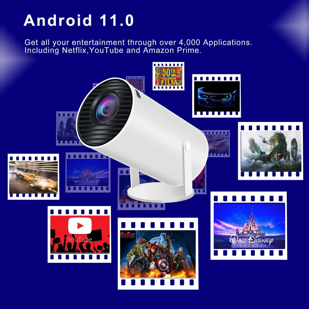 Wireless 4K Remote Projector with Android 11 and Bluetooth Technology Portable