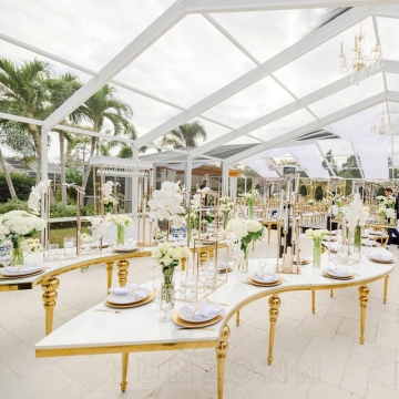 Top-Quality Hotel Wedding: Serpentine S-Shaped Crystal Furniture Tables