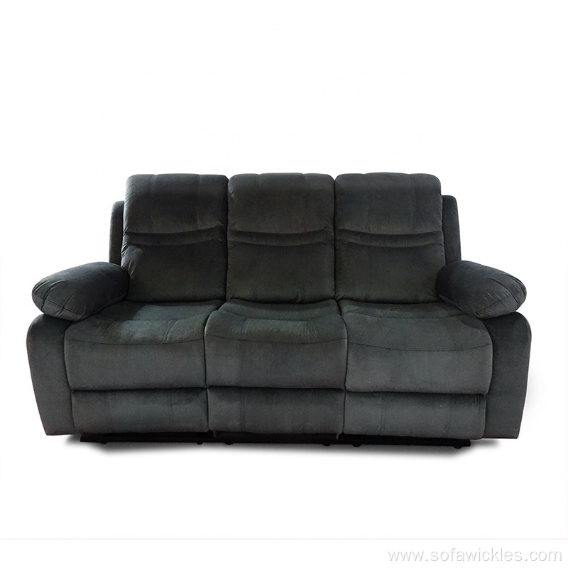 Durable Velvet Fabric Recliner Sofa Set