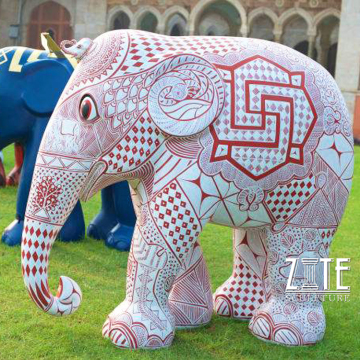 Modern large life size resin animal sculpture indians fiberglass pink elephant statue
