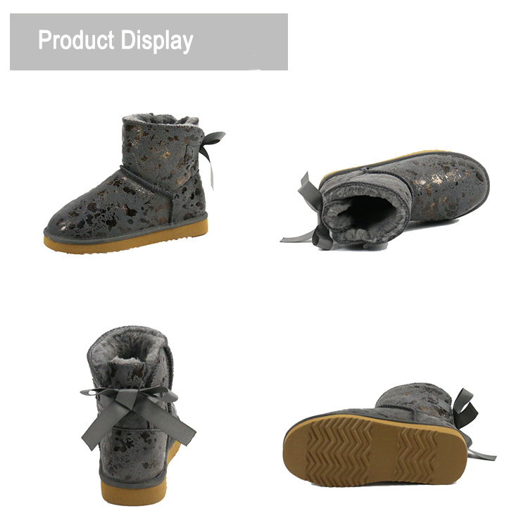 Fashion Winter Warm Cow Suede Leather Kids Boots