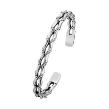 Daily Wholesale Men's Bone Weave Silver Cuff Bangle Bracelet - High Quality Zinc Alloy Jewelry