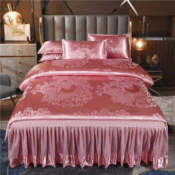 Jacquard design duvet cover cheap comforter bedskirt sets