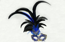 Halloween Carnival Venetian Masks / Blue Colombina Mask With Metal