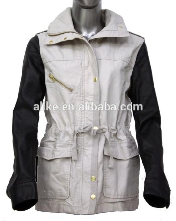 ALIKE lady jacket spring jacket cotton jacket with pu sleeve