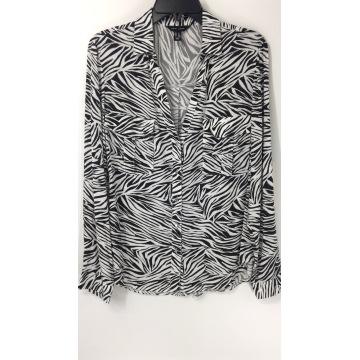 Black and White Striped Animal Print Shirt