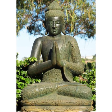 Handcraft Alfresco Home Praying Buddha Green Stone Statue