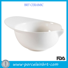 Unique Cap Shaped Bright White Ceramic Soup Bowl