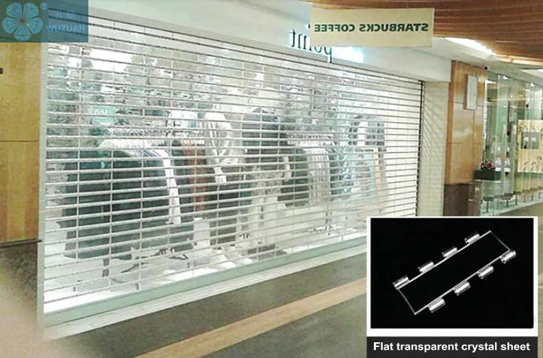 Πλήρης όραση Υψηλή διαφανή PC Κρυστάλλινη κυλίνδρους πόρτες εμπορικό αλουμίνιο καθαρό πολυανθρακικό κυλίνδιο