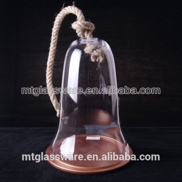 Bell Landscape Cover Glass with Wooden Base and Handle Rope