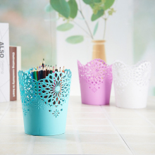 Flower design plastic Pen Holder Pot Makeup Brush Holder vase pencil rack