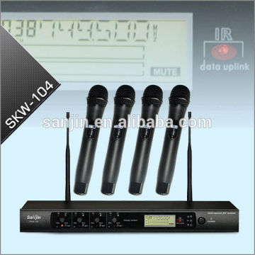 Professional Karaoke 4 Channel UHF Wireless Microphones System