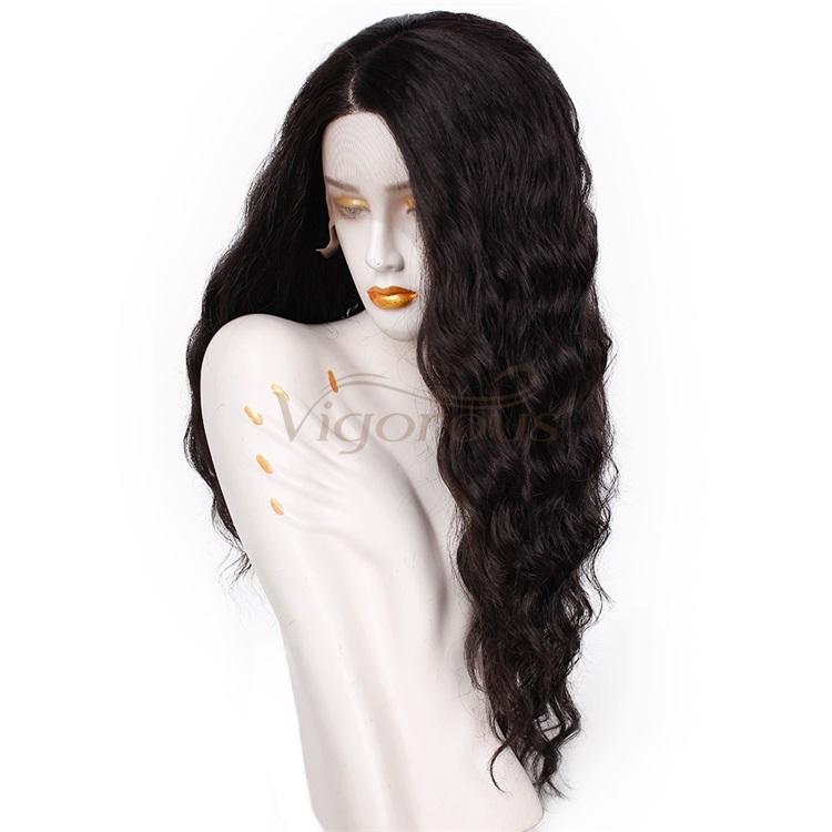 Vigorous Natural Wave Side Part Synthetic Lace Front Wig Heat Resistant Long Wavy Hair Wigs for Black Women