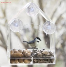 Acrylic Window Bird Feeder Sliding Feed Tray bird feeder