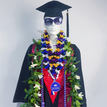 Graduation Braided Ribbon Alternated with Kukui Nut Lei