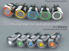 19mm stainless steel latching led push button,anti-vandal led push button switch