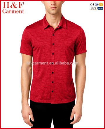 2017 new style shirts heathered fabric short sleeve fine cotton shirts