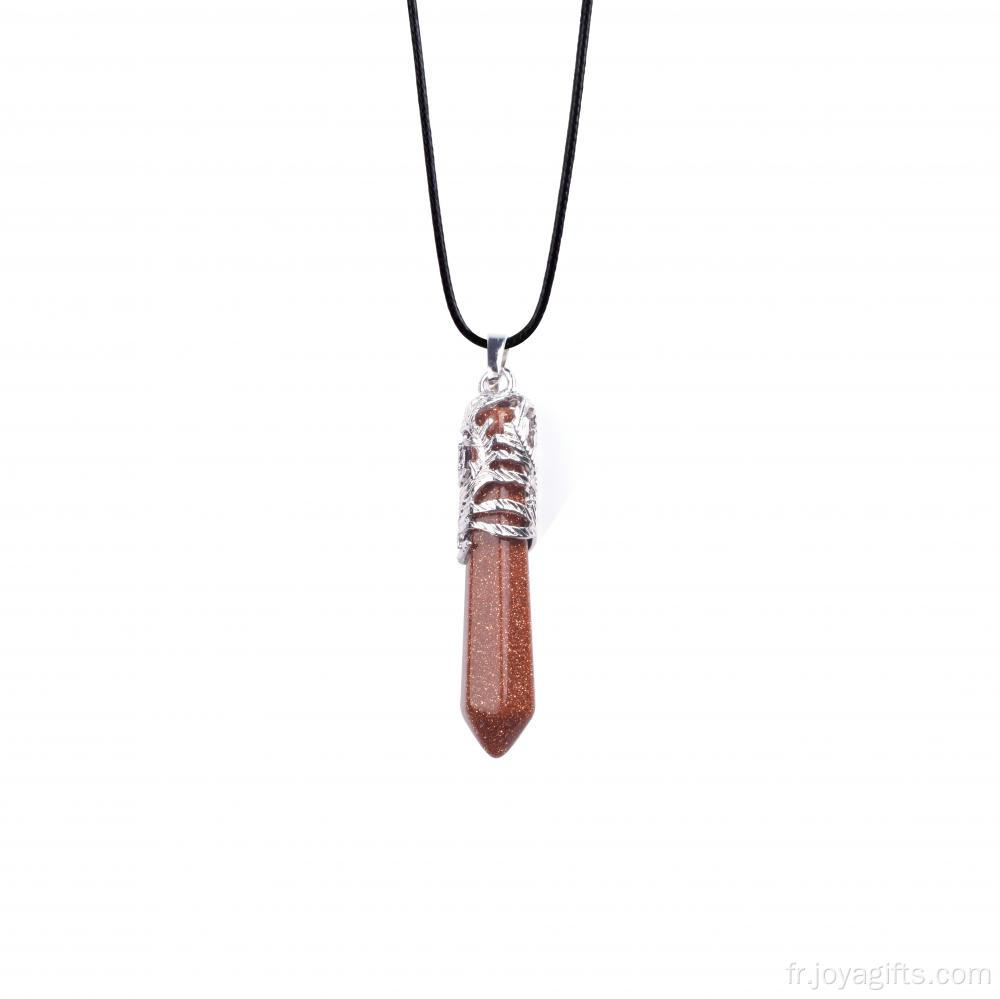 Tendance Ouest Hexagone Rouge Goldstone Alliage Pendentif Collier Bijoux Pendule