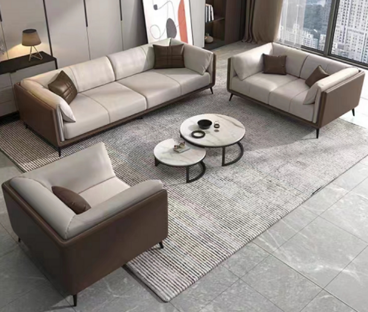 Conjunto de sofá casual de couro sintético 3+1+1 3+1+1 Faux Leather Casual Sofa Set