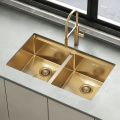 Undermount 304 Golden Double Bowl Kitchen Sink