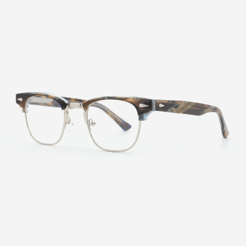 Round Acetate And Metal Combined Men`s Optical Frames 23A3072