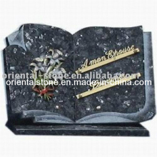 Book Flower Carving Granite Headstone